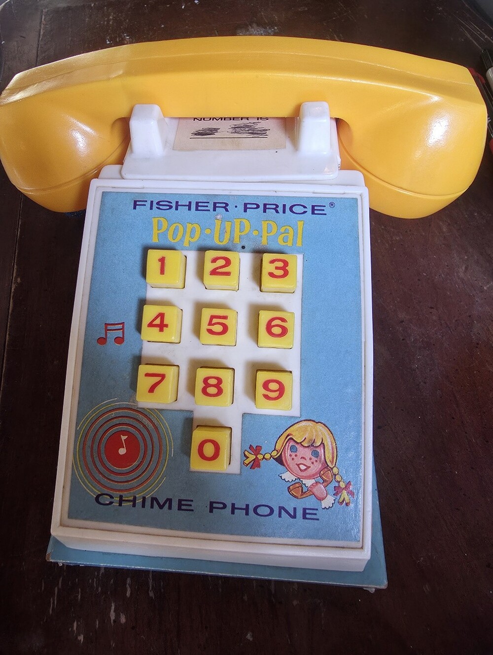 Vintage Fisher-Price Pop-Up Pal Chime Phone Working Toy Complete 1968